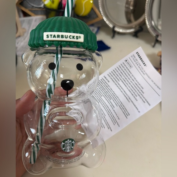 Starbucks VIRAL Clear Glass Bear Cup Lid Straw teddy christmas 2025 new barista - Picture 12 of 14